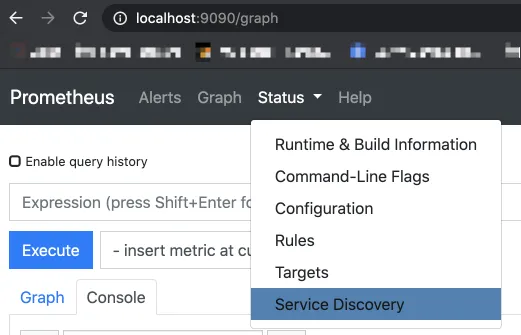 Prometheus discovery tab